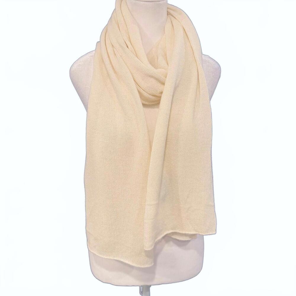 Autumn Cashmere 100% Cashmere Oversized Scarf Travel Wrap Shawl Ivory Cream OS‎